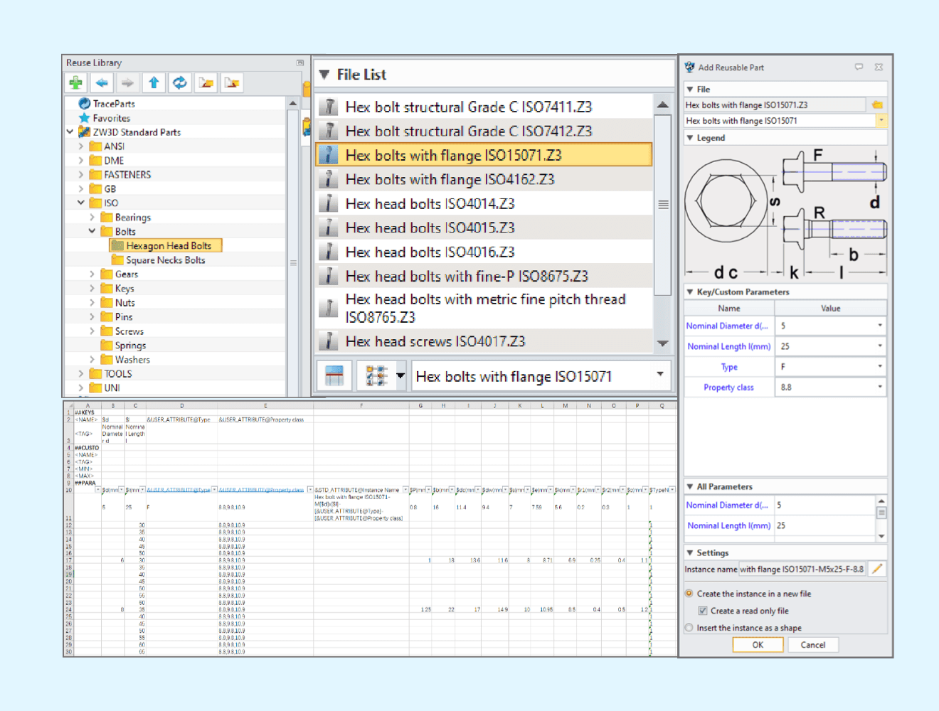 Creación de piezas estándar