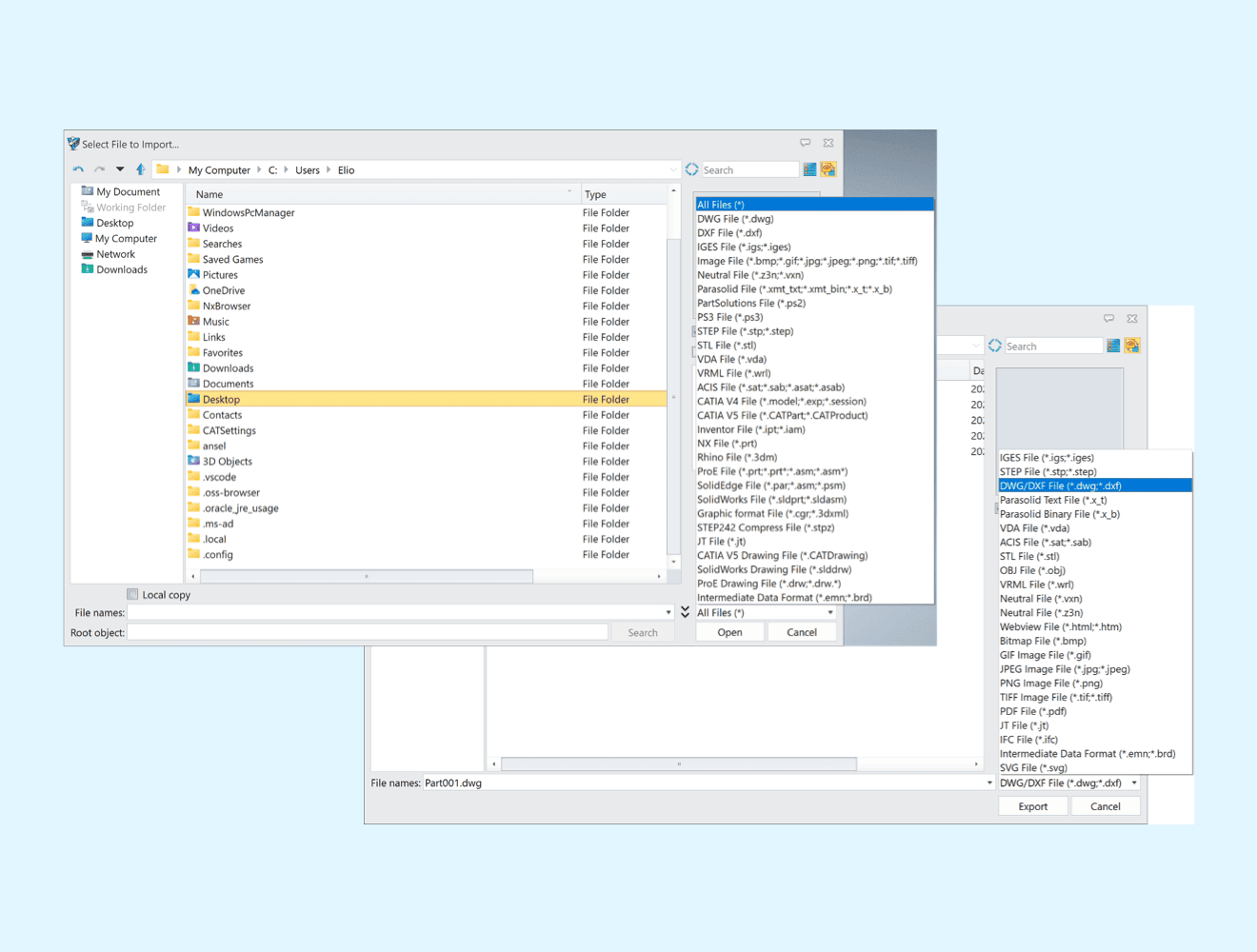 Configuración de importación y exportación